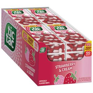 Tic Tac Strawberry & Cream, On-the-Go Pocket-Sized Mints, 100 pieces, Bulk 12 Pack, 1.7 oz Each, Expiry: 12/01/26