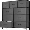 DUMOS Dresser for Bedroom, Dressers & Chests of Drawers Dresser Organizer, Wood Top Table Furniture with 9 Fabric Storage Tower Unit, Chest of Drawers for Closet, Living Room, Hallway, Porch
