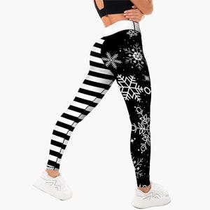 Women's Christmas Leggings Printed High Waisted Tights Trendy Workout Yoga Pants S