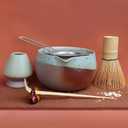 Artcome Matcha Tool Set Bowl with Pouring Spout, Whisk, Whisk Holder, Tea Scoop, Matcha Strainer, Tea Spoop, Tea Scoop Holder, Tea Cloth  Traditional & Refined (Coffee)