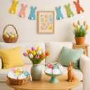 Mindsoft 6 Pcs Easter Egg Hanging Ornaments with Plastic Flowers 3.9 Inch Foam Easter Egg Ornaments for Tree Spring Ball Decorations for Basket Filler Stuffers Wreaths Craft Party Favors (Colorful)