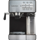 Single Cup Black Slide and Lock Espresso Machine with Milk Frother