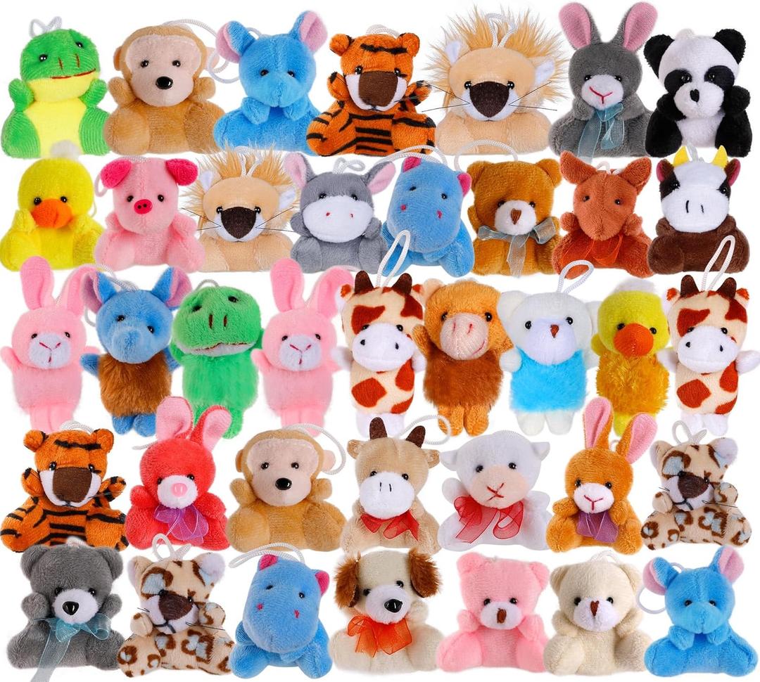 38 Pack Mini Stuffed Animals, Small Stuffed Animals Bulk, Plush Bulk Keychain for Kids, Kindergarten Graduation Gifts Classroom Treasure Box, Claw Machine Toy Carnival Prizes