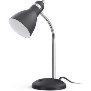 LEPOWER Metal Desk Lamp, Eye-Caring Table Lamp, Study Lamps with Flexible Goose Neck for Bedroom, Home Office (Matte Black) (Sandy Black)