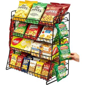 Candy Display Rack with10 Clips, Snack Organizer for Countertop | Chip Rack Display Stand, Metal Snack Rack Display Stand, Snack Display for Counter Party Retail Kitchen and Stores
