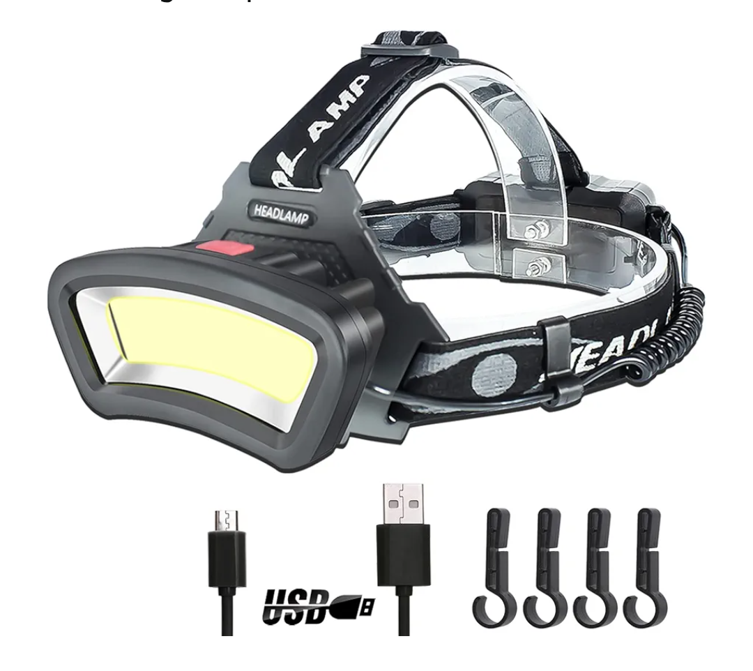 DARKBEAM COB Floodlight Headlamp USB Rechargeable with Red Light, 2000 Lumen LED Headlight - Car Maintenance and Night Construction 6-10 Hours Long Battery Life