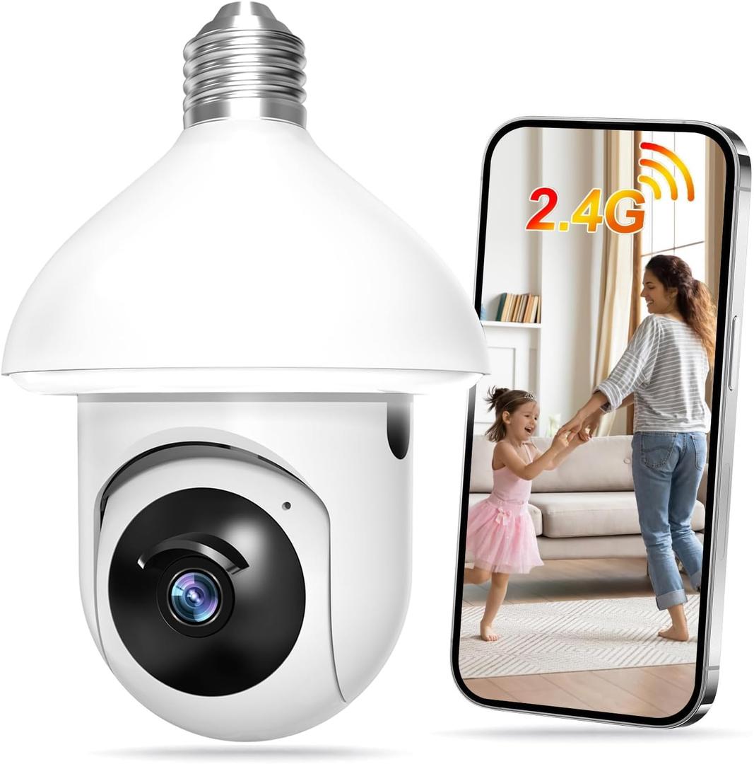 Light Bulb Camera 1080P Full-Color Night Vision, Motion Detection & Alarm Notifications Two-Way Audio, Alexa Compatibility & Cloud Storage Support Porch Lighting