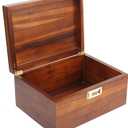 Large Wooden Keepsake Box - Wood Storage Box Decorative Boxes with Combination Lock for Storing Keepsake Memory Gift, 12.5 IN Wooden Memory Boxes with Lid for Home Decor-WB005-(Brown