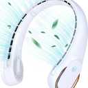 KIDEE Neck Fan, Neck Fans Portable Rechargeable, Upgrade 360° Air Outlet, Super Quiet, 3 Speeds, 4000mAh Personal Bladeless Wearable Fan for Indoor Outdoor Travel-White