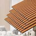 3D Slat Acoustic Wall Panels with Wood Finish Accent, 4 Pack Sound Absorbing Paneling for Studio, Office, Living Room, Bedroom Interior Decor (Natural Walnut, 48''L x 24''W)