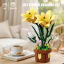 Flowers Botanicals Lily Building Set, Artifical Plants Bonsai Building Blocks Toys for Adults,Indoor Home Office Decor, Mother's Day Birthday Gifts for Women Girls 8-12 (296Pcs)
