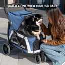 EchoSmile Dog Stroller for Medium & Small Dogs, Foldable Pet Stroller with 3 Wheels & Brakes, All-Terrain Cat Dog Carrier with Breathable Mesh, Safety Leash and Storage Pocket, Blue