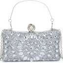 Lanpet Women Clutches Multicolor Crystal Rhinestone Evening Handbag Chain Strap Shoulder Bag (Silver)