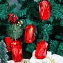 Syhood 4 Pack 5.7 Inch Jewel Ornament Acrylic Red Jewel Ornaments for Christmas Tree Glitter Christmas Tree Hanging Decorations Gemstones for Xmas Wedding Holiday Party Decor(Rhombus)