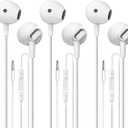 Wired Earbuds 3 Pack, in-Ear Headphones HiFi Stereo Earbuds, Wired Earphones with Microphone Volume Control Compatible with iPad, Laptop, MP3, Android Smartphones, Fits All 3.5mm Jack Device (Off-white)
