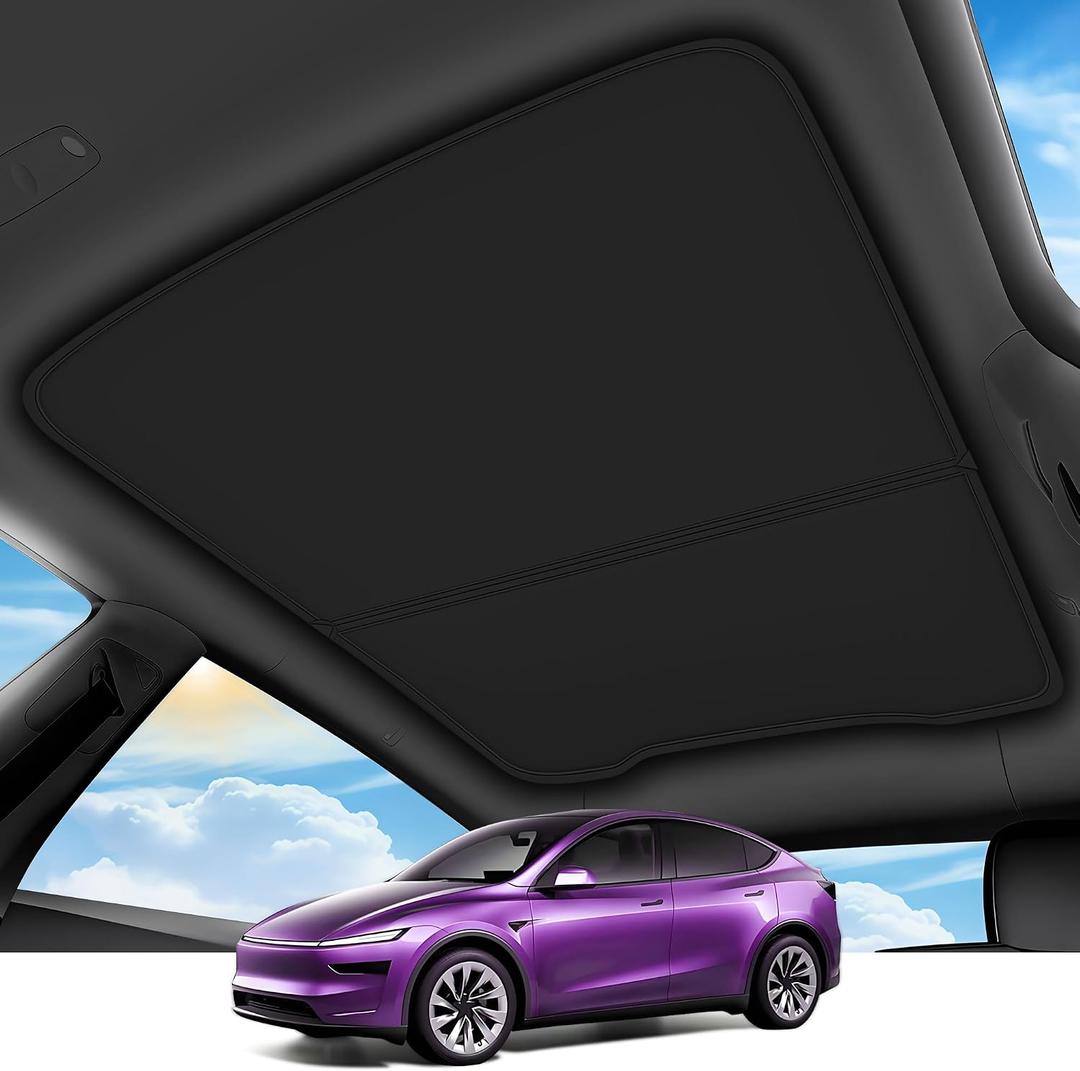 2026 Upgrade Sunshade Roof For Tesla Model Y Juniper 2025 2026 [No-Gap/Sag-Free] Heat Insulation Glass Roof Sunshade Sunroof for Tesla Model Y Accessories 2026 2025 Black