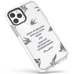 Cute Case Compatible for iPhone 15 Pro Max Bible Verses for Girls Women,Christian Inspirational Proverbs 3:5 Quotes Swallow Soft Protective Case Compatible with iPhone 15 Pro Max