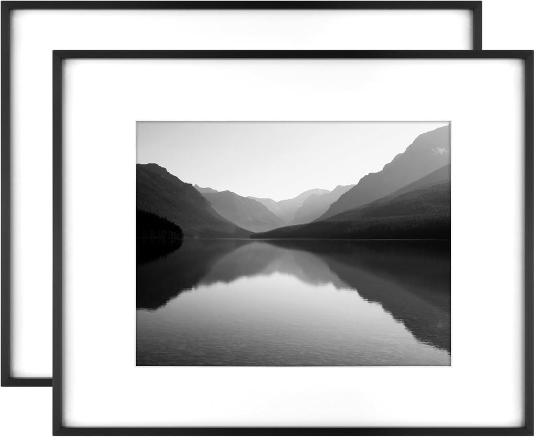 MCS Master & Co. Foundry Metal 16x20 Matted Picture Frame with 11x14 Photo Display, Black Vertical & Horizontal Wall Hanging Frame for Photos & Artwork (2-Pack)