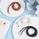 CRASPIRE 6Pcs Thin Braided Belt 3 Colors PU Leather Boho Knotted Waistband Rope 59in(150cm) Adjust Beaded Vintage Skinny Tie Trendy Decorative Woven Waist Cord for Lady Women Summer Skirt Dress