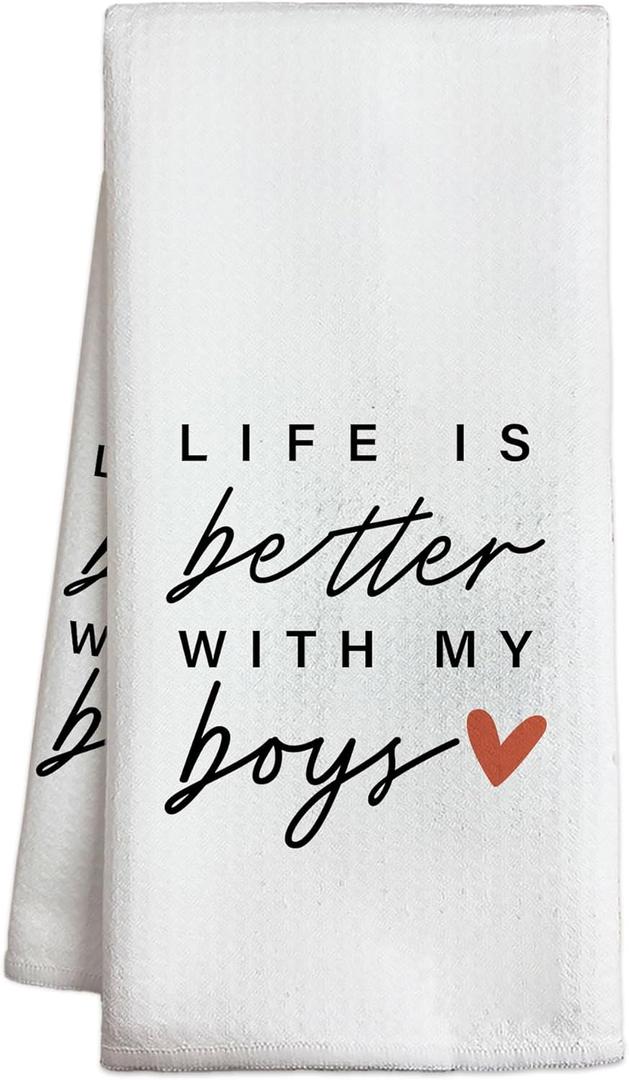 Life is Better Hand Towel, Funny Kitchen Dish Cloth, Absorbent Quick Dry Cloth Dish Tea Towels, Best Housewarming Gifts for Family Friends, Kitchen Table Decoration-A02