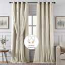 100% Blackout Curtains for Bedroom, Double Layer Ivory Curtains, Black Out Curtain 84 inch Long with Sheer Overlay for Living Room, Room Darkening Window Drapes with Grommet, 52" W x 84" L