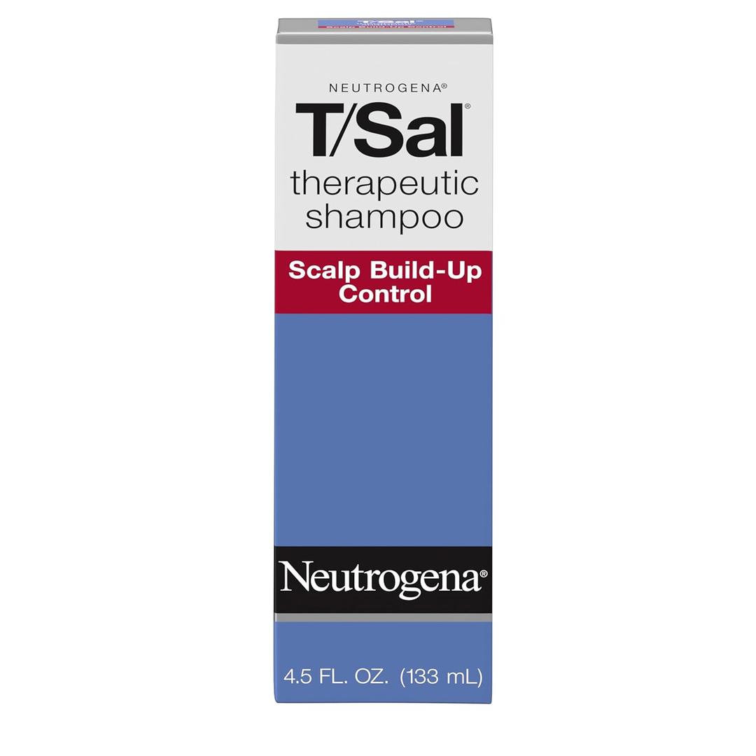 Neutrogena T/Sal Therapeutic Dandruff Shampoo, Scalp Build-Up Control, 3% Salicylic Acid, Psoriasis Treatment, Seborrheic Dermatitis Shampoo, Clears Flakes, Fragrance Free, 4.5 fl oz