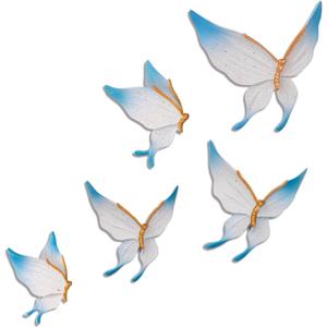 HILIUS Butterfly Wall Decor, 5 Pack 3D Resin Wall Hanging Decorations for Living Room, Bathroom, Bedroom (Blue)