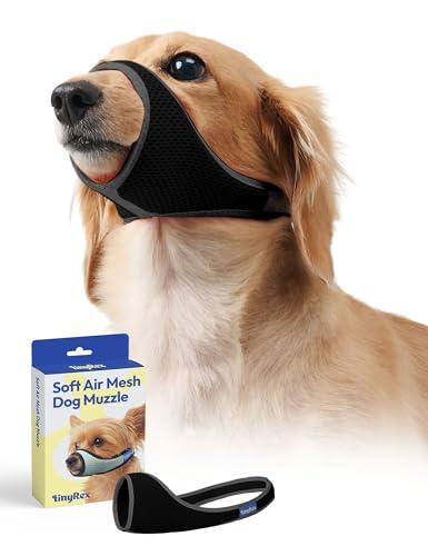 TinyRex Dog Muzzle, Breathable Mesh Muzzle for Small Sized Dogs, Soft Muzzles to Prevent Biting, Adjustable Comfort Fit, Training Allows Panting and Drinking(Black, 1)