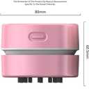 ODISTAR Desktop Vacuum Cleaner,Mini Table dust Sweeper Energy Saving,High Endurance up to 400 mins,Cordless&360 Rotatable Design for Cleaning Hairs,Crumbs,Computer Keyboard (Pink Charging)