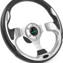 RASTP 12.6 Inch Boat Steering Wheel with 3/4 Axle Marine Steering Wheel Adapter for Most Marine boats,Vessels,Yachts,Pontoons Boat, Sliver