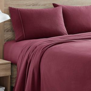 Lightweight Flannel Sheet Set, Full, Burgundy