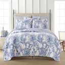 Levtex Home - Bennett Quilt Set - King/Cal King Quilt with Two King Pillow Shams - Floral Paisley - Blue and White - 106x92in and Pillow Sham Size 36x20in - Reversible - Cotton