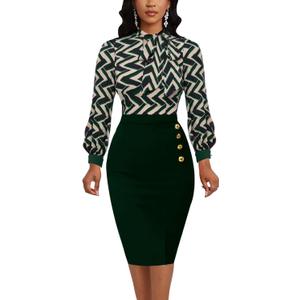 Tabots Women's V-neck Short Sleeve Geometric Printed Dress Size XL