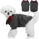 FUAMEY Dog Sweatshirt for Medium Dogs,Lightweight Dog Pullover Stylish Dogs Vest Breathable Two-in-One Pet Sweatshirt with British-Style Plaid Washed Vintage Pet Clothes Sweater Grey M