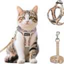 Cat Harness and Leash Set for Walking, Escape Proof Adjustable Soft Mesh Kitten Harness with Reflective Strips, Breathable No-Choke Pet Vest for Small Cats or Puppies(Beige,S)