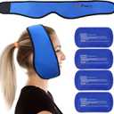 LotFancy Face Ice Pack Wrap for TMJ, Wisdom Teeth, with 4 Reusable Hot Cold Therapy Gel Packs, Pain Relief for Head, Oral and Facial Surgery, Dental Implants, Blue
