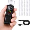 Breathalyzer, Digital Breathalyzer with LED Indicator, Alcohol breathalyzer tester Professional-Accuracy, Digital Alcohol portable breathalyzer for Home Type-C Charging Travel Use 20 Mouthpieces
