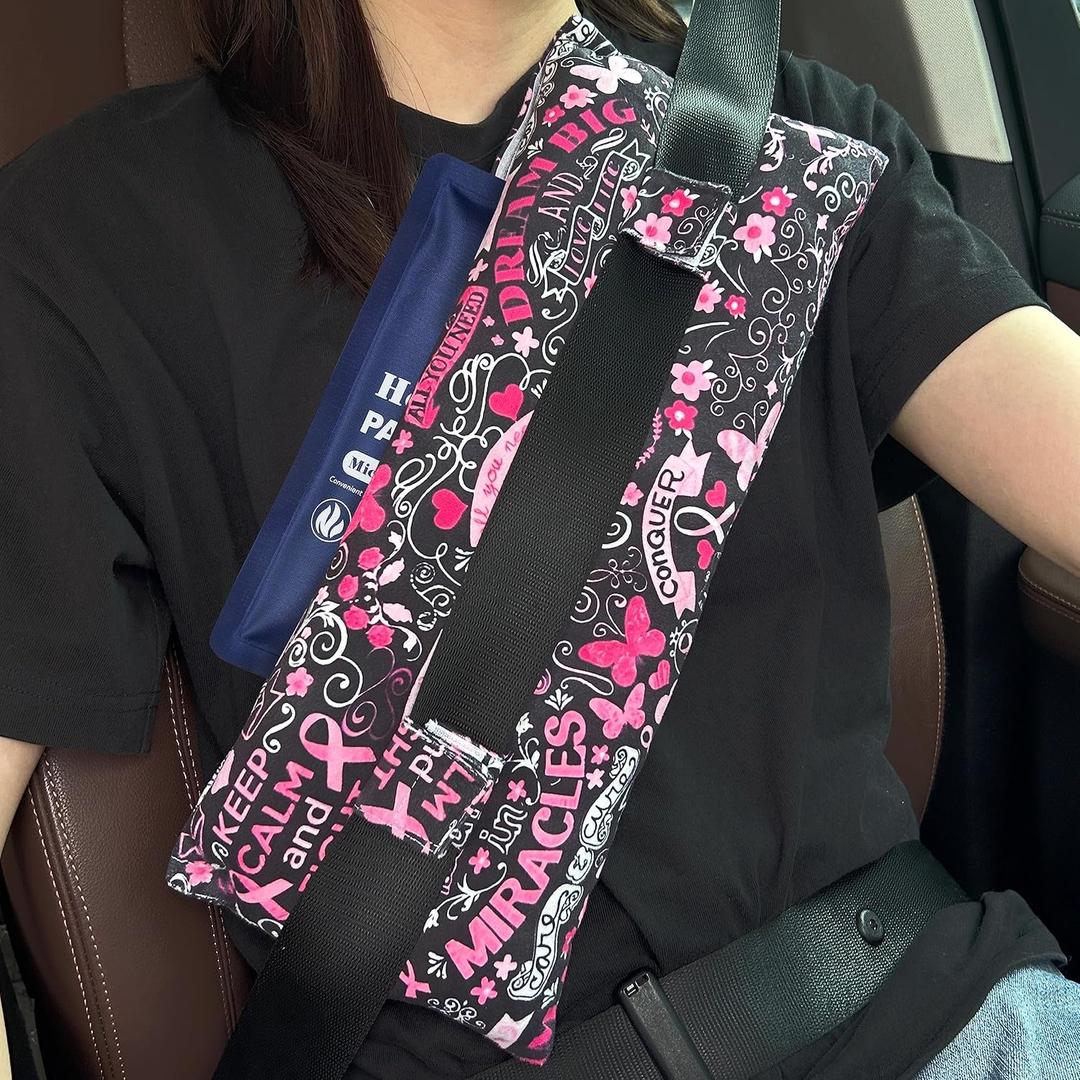 Mastectomy Pillow, Post Heart Surgery Seatbelt Pillow, hysterectomy recovery, c section Recovery, Insert Icebags Pockets chemo port pillow, Pacemaker Seatbelt Protection, Great Breast Cancer Gifts for Women