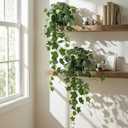Fake Plants 2Pcs Faux Ivy Plants Potted Indoor Artificial Hanging Plants Realistic Hanging Fake Greenery Table Desk Bathroom Office Bedroom Living Room Shelf Modern Farmhouse Decor Intdoor