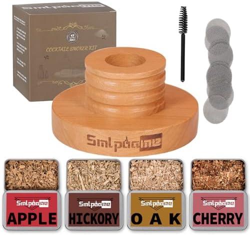 Cocktail Smoker Kit, Old Fashioned Smoker Kit for Bourbon Whiskey Drink, Smoker Infuser Kit with 4 Flavors Wood Chips, Birthday Father's Day Gifts for Husband, Men, Dad