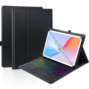 Universal Touchpad Keyboard Case for 9.7,10.1,10.2",10.5",10.9",11" Tablet, Rainbow Backlight TrackPad Keyboard with Type-C Charging Port fit 9.7-11 inch Android/iOS/Windows (Black)