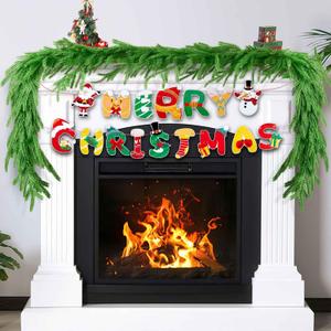 4 Pcs Norfolk Pine Garlands, 6 Ft Artificial Lifelike Pine Garland, Christmas Banner Included, Greenery Garland for Mantle, Table, Stairs, Wall, Indoor, Outdoor Christmas Decorations (4, 6 FT)