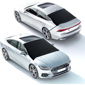 EcoNour Car Windshield Snow Cover Front and Rear Bundle | Upgraded 600D Oxford Fabric | Water, Heat & Sag-Proof Windshield Snow Cover | Back Window Frost Cover Fits Most Sedans, SUVs & Vans | XX-Large