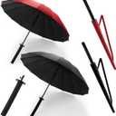 Talltalk 2 Pcs Samurai Umbrella Semi-automatic Katana Sword Umbrella Gifts for Men Women Cosplay Windproof Sun and Rain Protection Outdoor (Black,Red)