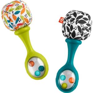 Fisher-Price Newborn Toys Rattle ‘n Rock Maracas, 2 Soft Musical Instruments for Developmental Play Babies Ages 3+ Months, Neutral Colors