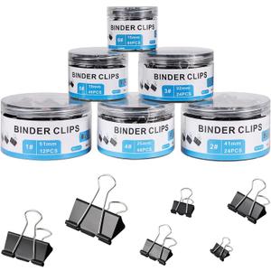 208 PCS Binder Clips Paper Clamps Assorted Sizes, Metal Paper Binder Clip, Black Binding Paperwork Clamp Bulk, School Teachers Office Supplies