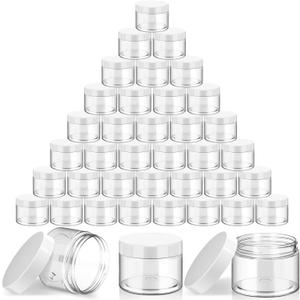 SATINIOR 36 Pieces 2 oz Plastic Jars with Lids Wide Mouth Airtight Reusable Container Acrylic Cosmetic Small Jars for Lotions Ointments Travel Toiletries Creams Make up Storage(White)