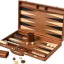 ropoda Sapele Wood Backgammon Board Game Set (18 Inches) for Adults and Kids - Classic Board Strategy Game - Portable and Travel Backgammon Set with Wooden Playing Pieces and Accessories