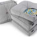 SUNROX LokGrip Non Slip Gel Memory Foam Chair Cushions for Dining Chairs Tailbone Pain Relief, Tufted Stain Resistant Thicken Durable Chair Pad for Dining Kitchen Office 17"x16" Set of 4, Heather Grey