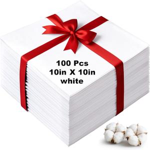 100 Pcs10x10 Inches Cotton Fabric Squares Precut Quilting Fabric Bundles White Cotton Fabrics Squares for DIY Beginners Sewing Craft(White)